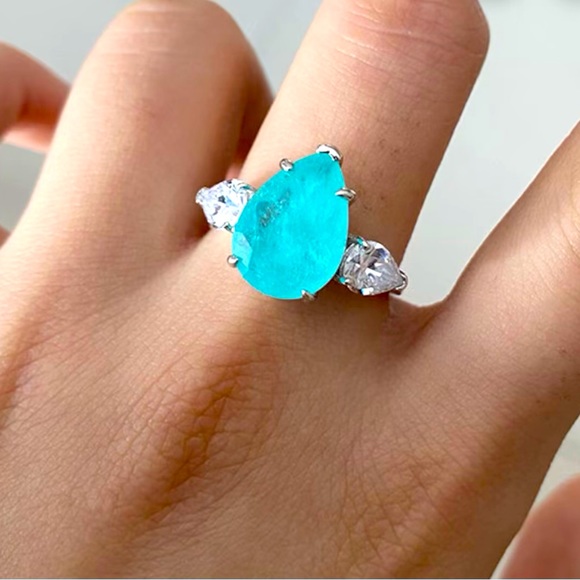 ✨✨Paraiba Tourmaline Pear Engagement Ring✨✨ - Picture 5 of 5